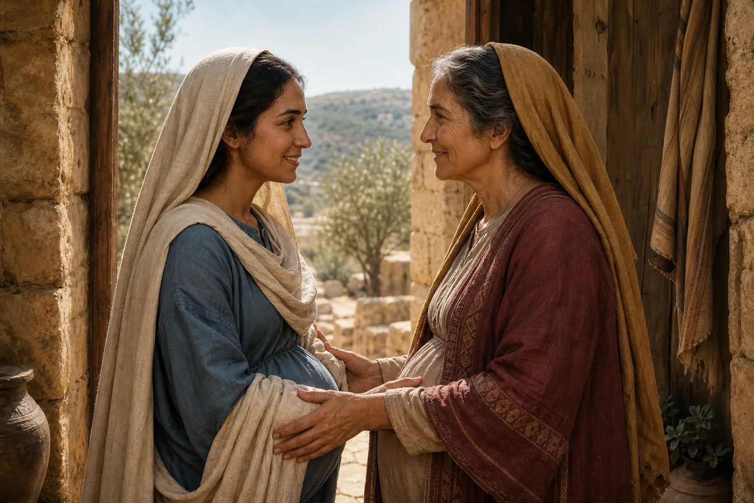 Marie et Élisabeth se rencontrent sur le seuil d’une maison de Judée
