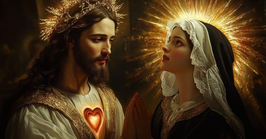 Jésus et Sainte Marguerite-Marie en prière.
