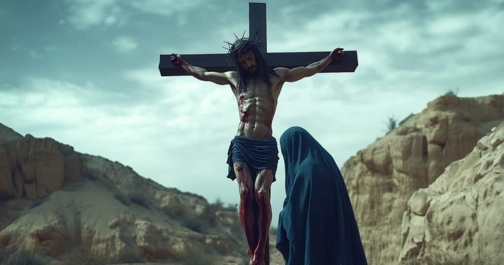 Jean chapitre 19 : Jésus crucifié sur la croix, sa mère Marie au pied de la croix