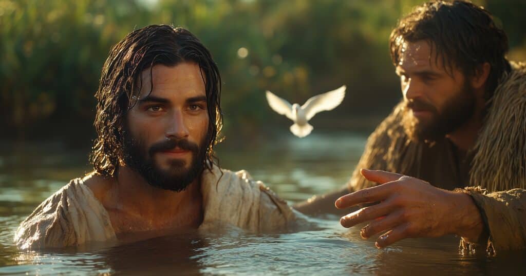 Matthieu chapitre 3 : Jésus est baptisé par Jean dans le Jourdain