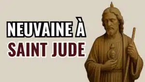 Vignette de la neuvaine à saint Jude, avec son titre et une statue de l’apôtre.