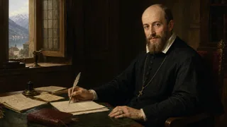 Illustration de François de Sales écrivant à son bureau, réutilisée de sa page Auteur.