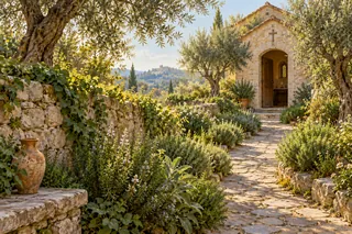 Un chemin de jardin mène à une chapelle : évocation de la fidélité dans le Temps ordinaire.