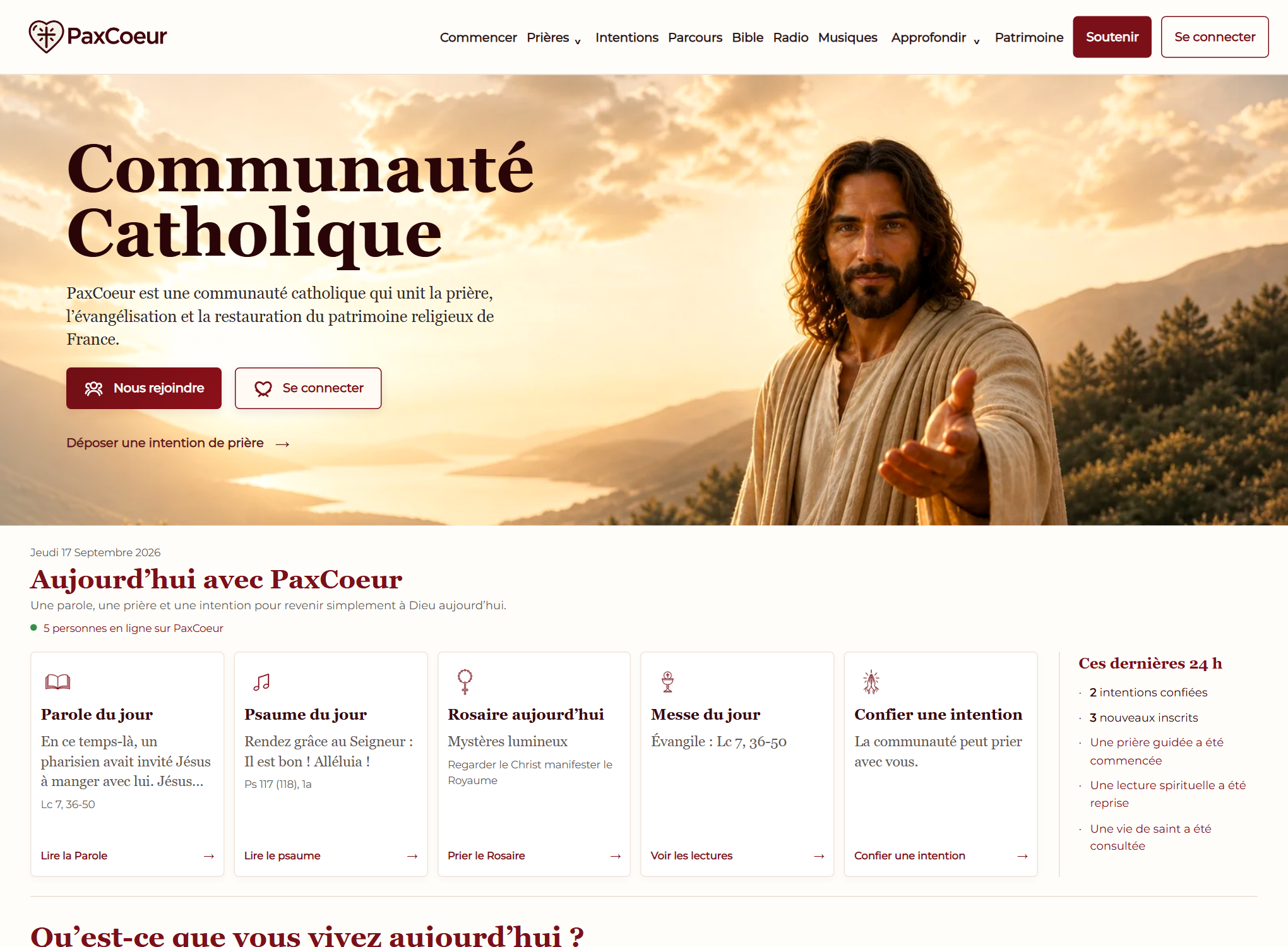 Page PaxCoeur : Accueil