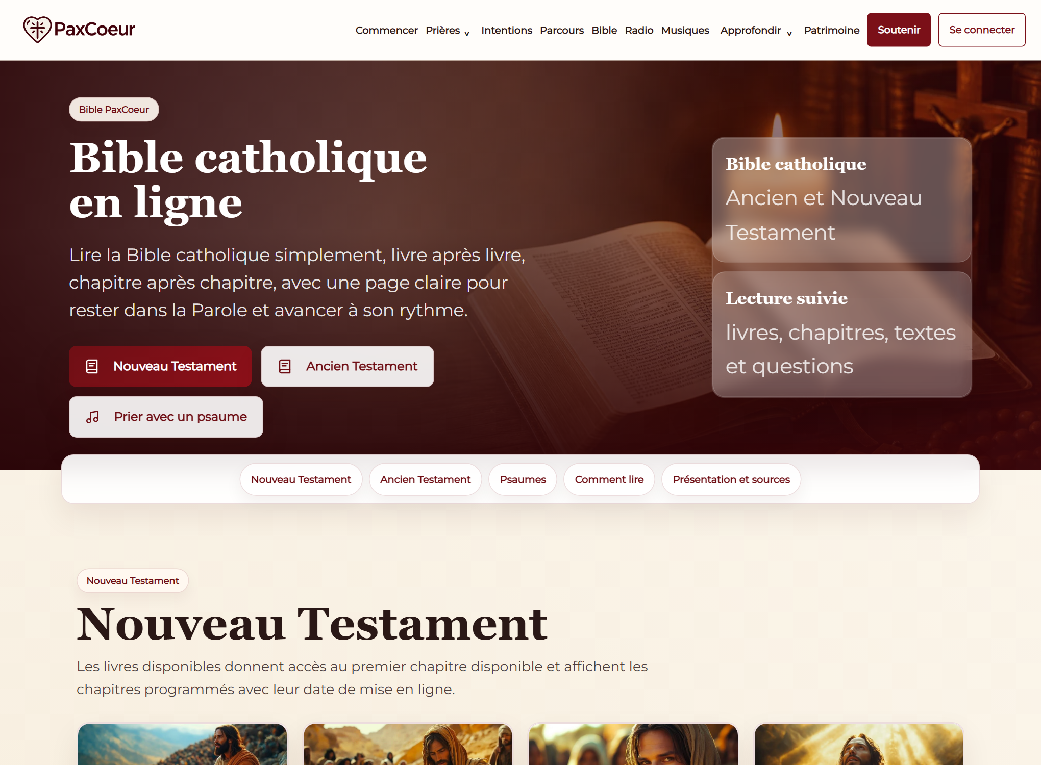 Page PaxCoeur : Bible