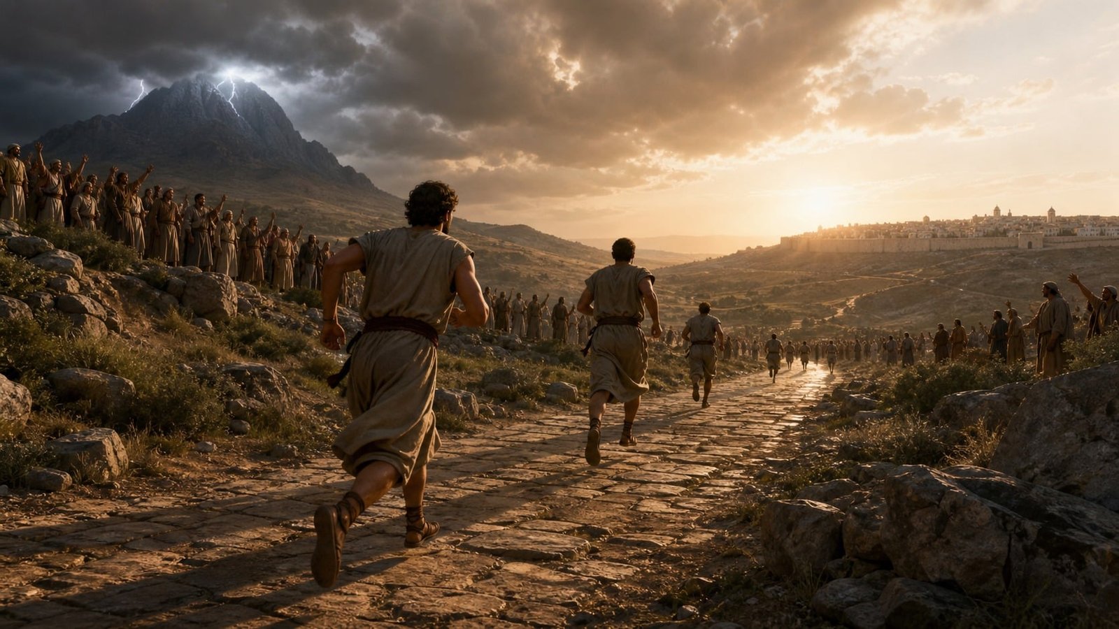 Hebreux 12 : les croyants courent avec perseverance les yeux fixes sur Jesus et vers le royaume inebranlable