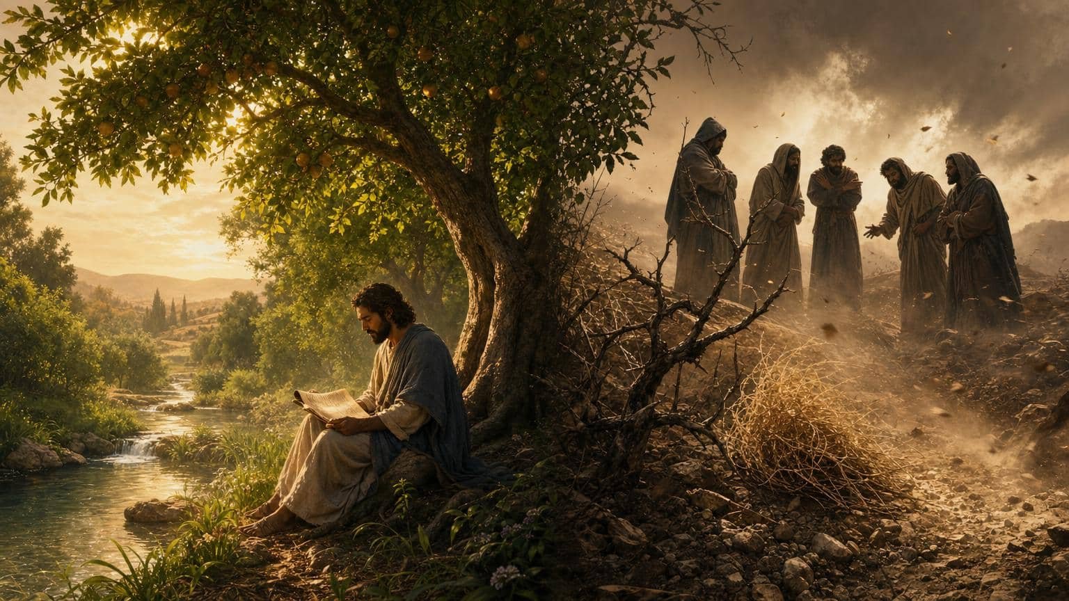 Illustration du Psaume 1: Bonheur du juste et malheur de l’impie
