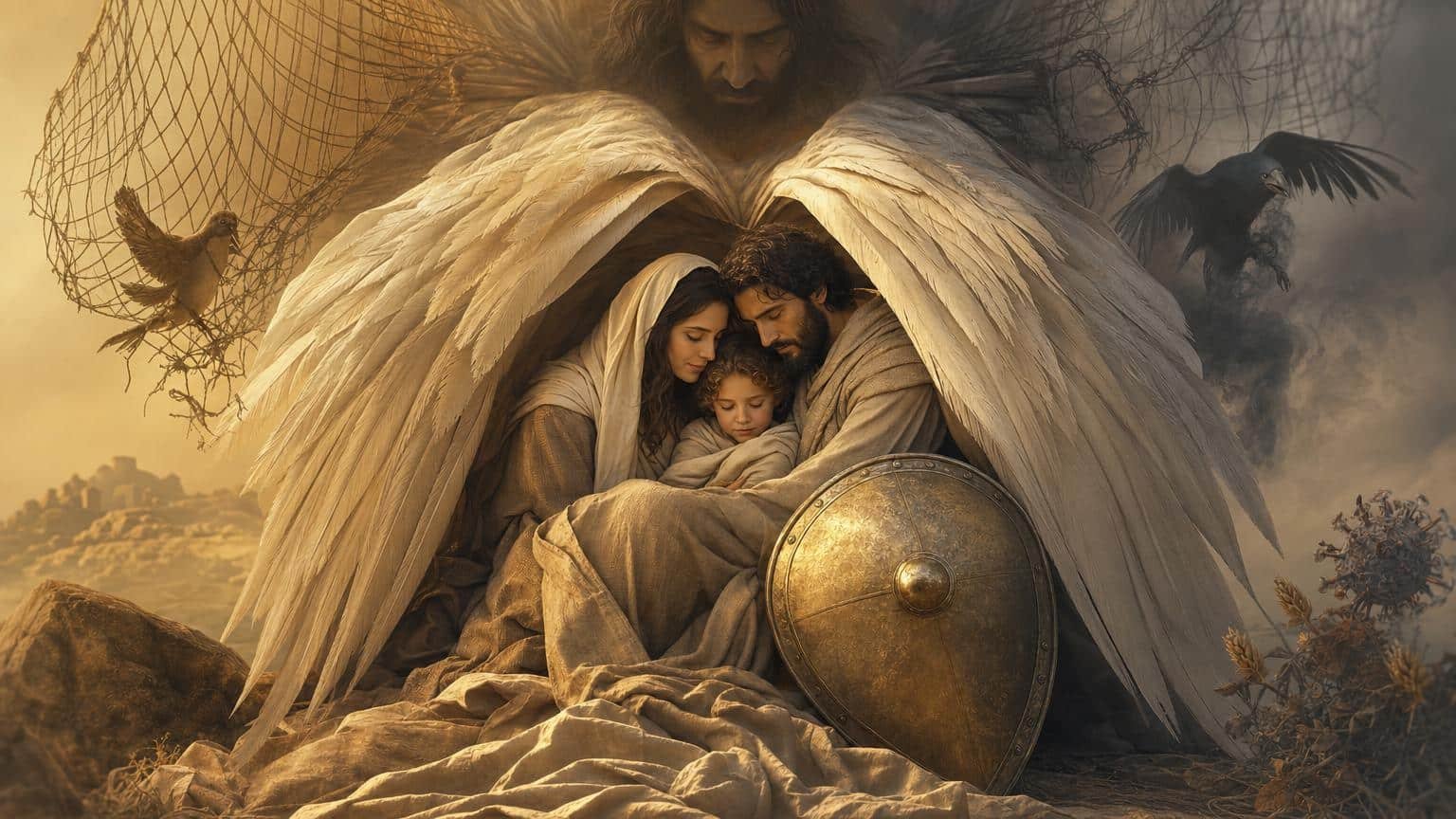 Illustration du Psaume 91: Avantages de la confiance en Yahweh