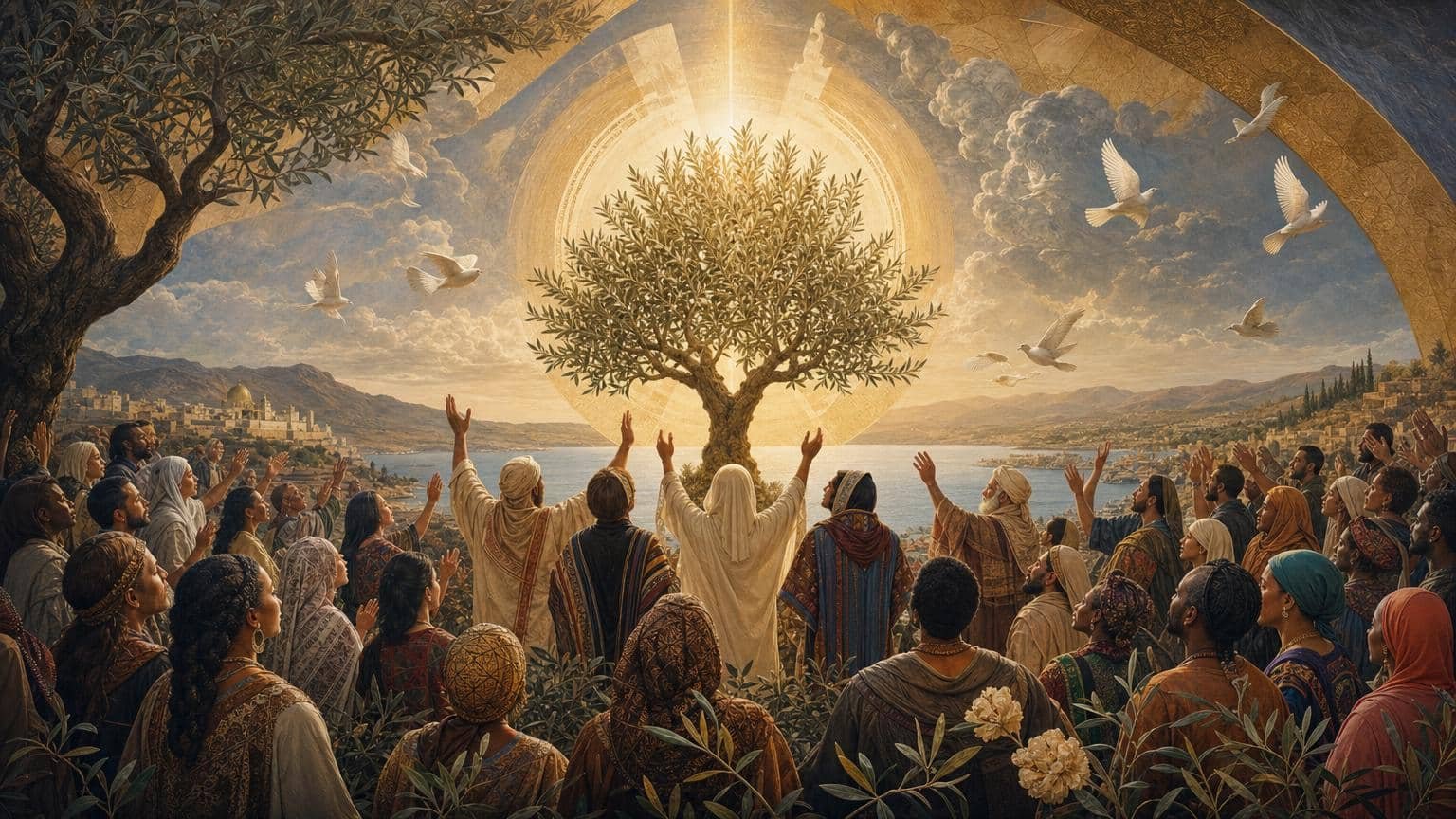 Illustration du Psaume 117: Que toutes les nations rendent hommage à Yahweh, à cause de sa bonté pour Israël