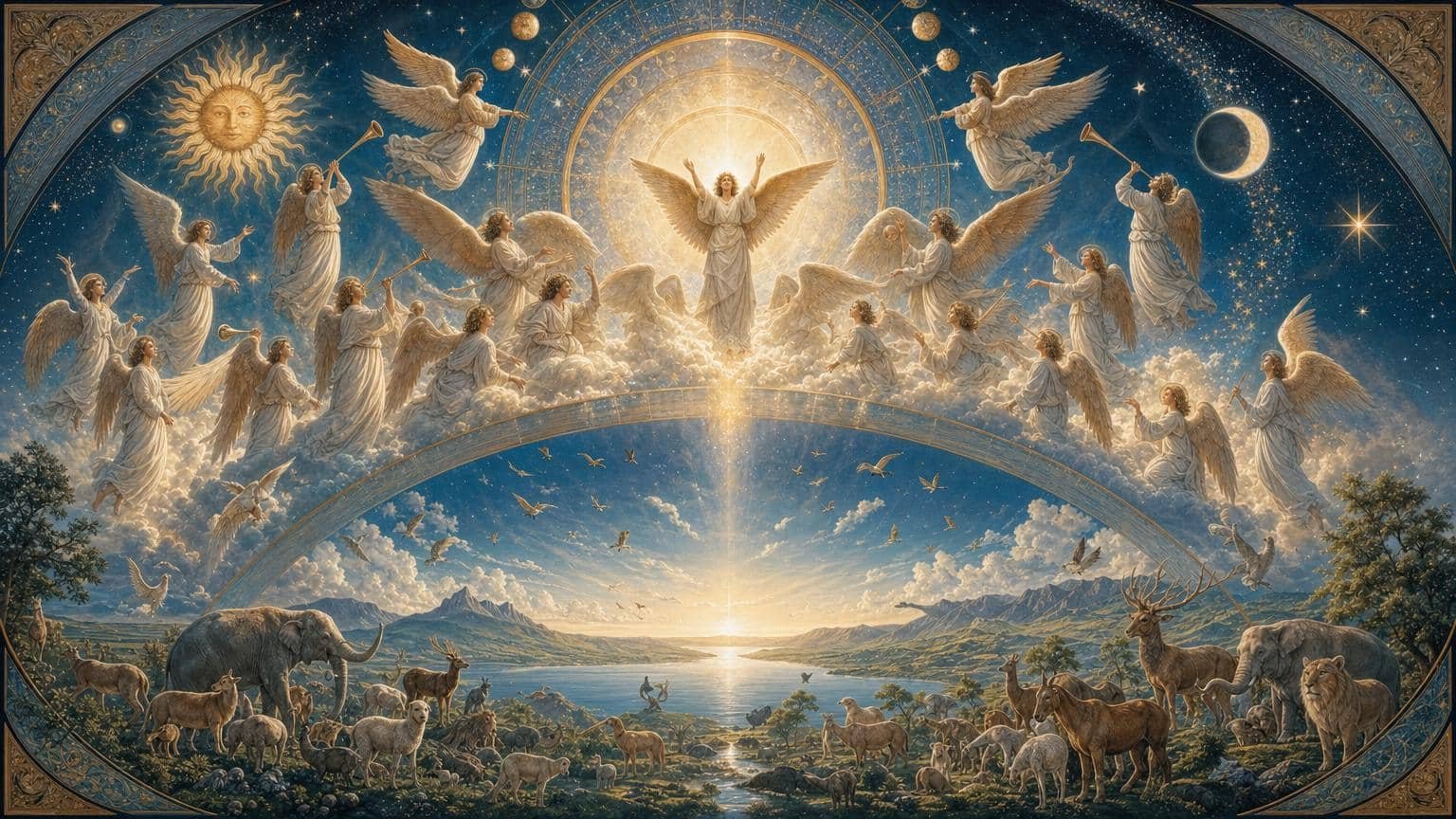 Illustration du Psaume 148: Louange a Dieu au ciel et sur la terre