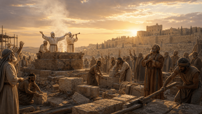 Esdras 3 : autel et fondations du Temple