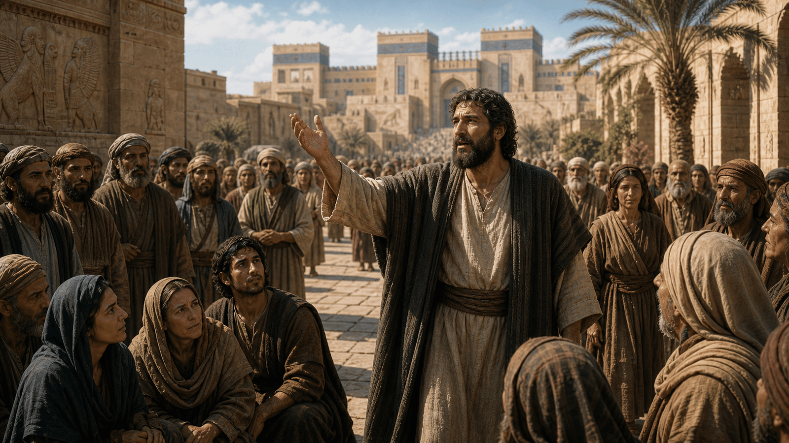 Jonas annonce la conversion dans les rues de Ninive