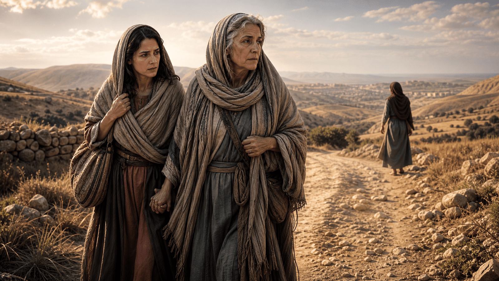 Ruth accompagne Noemi sur la route de Bethleem